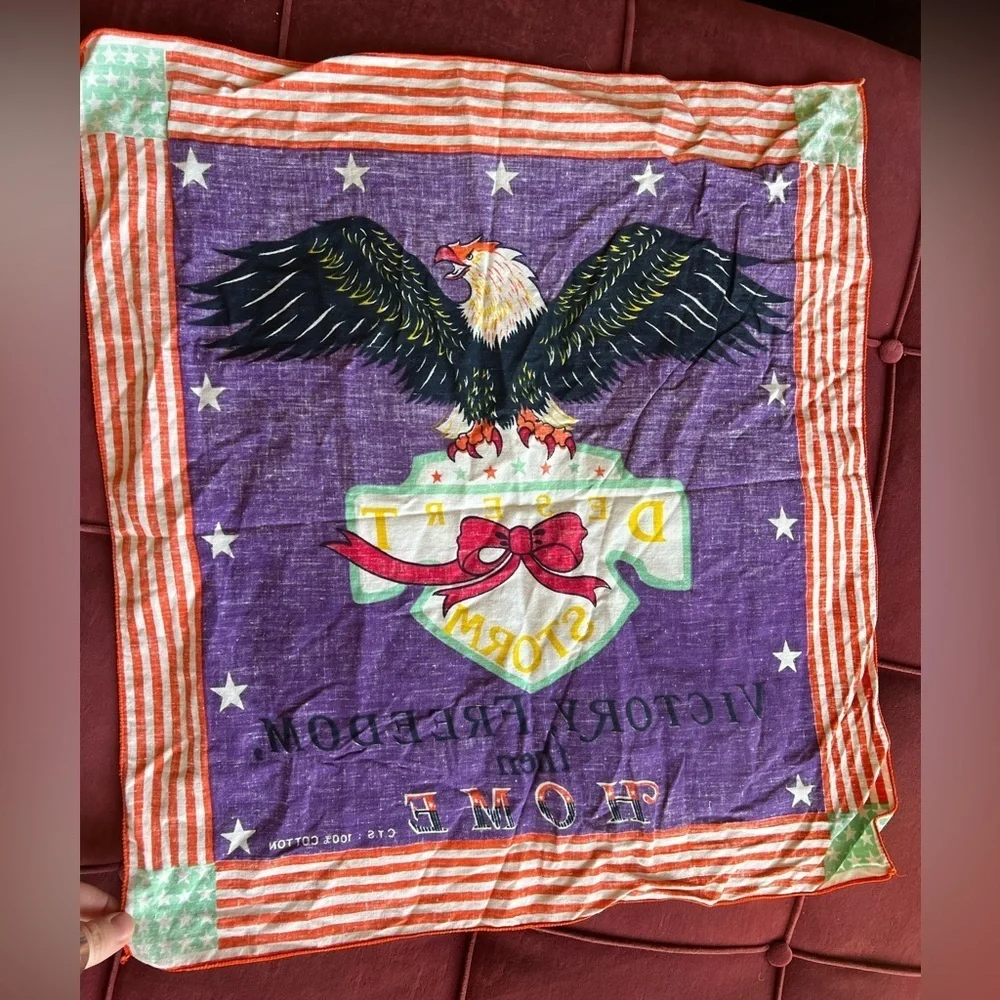 Vintage Desert Storm Eagle Bandana – 100% Cotton Patriotic Stars & Stripes Scarf